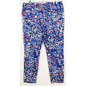 Chicos 3.5 (Actual 41x29) Micro Floral Blue Pull On Stretch Jeggings Quality EUC